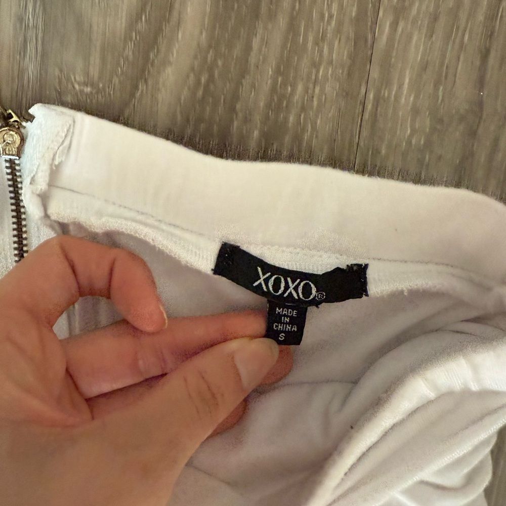 XOXO Y2K low rise White Ruched Pencil Skirt Flattering Bodycon Fit S - Picture 4 of 6